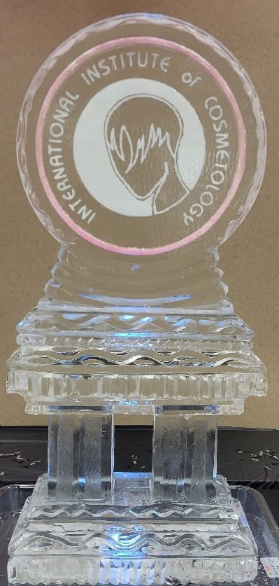 University seal engraved ice sculpture