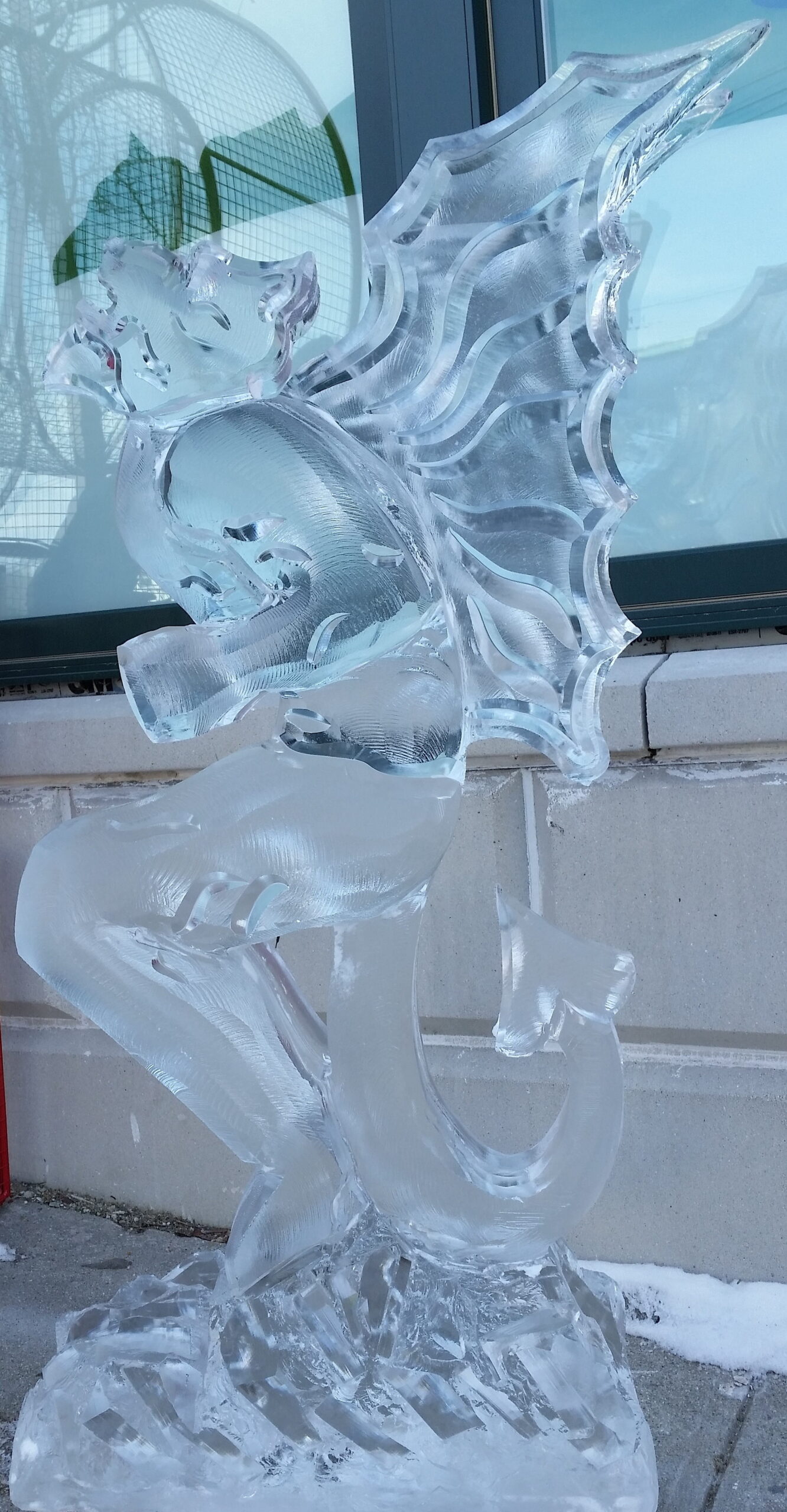 Dolphin ice sculpture centerpiece