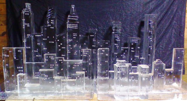 City skyline ice sculpture