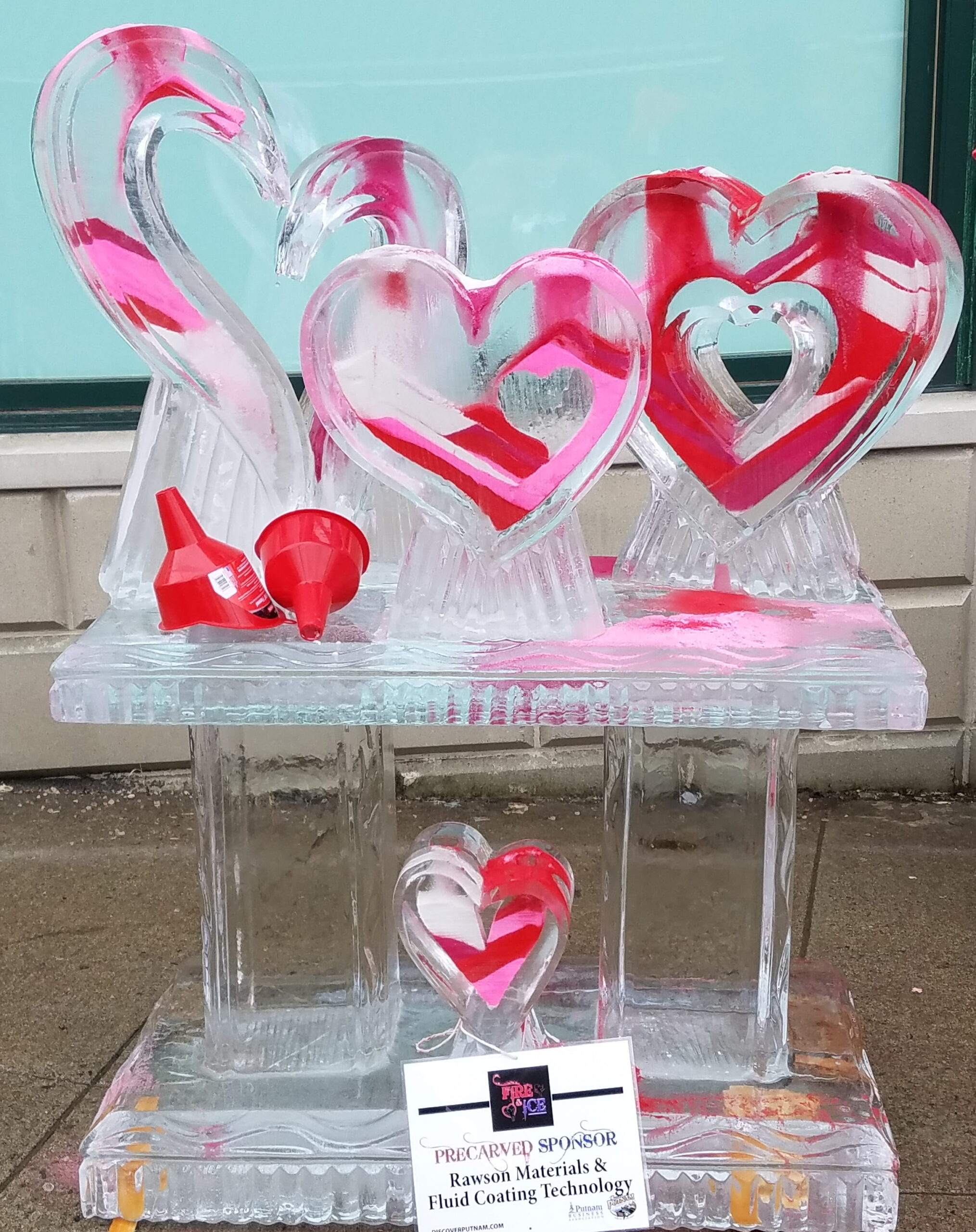 Valentine's Day heart-shaped ice sculpture centerpiece