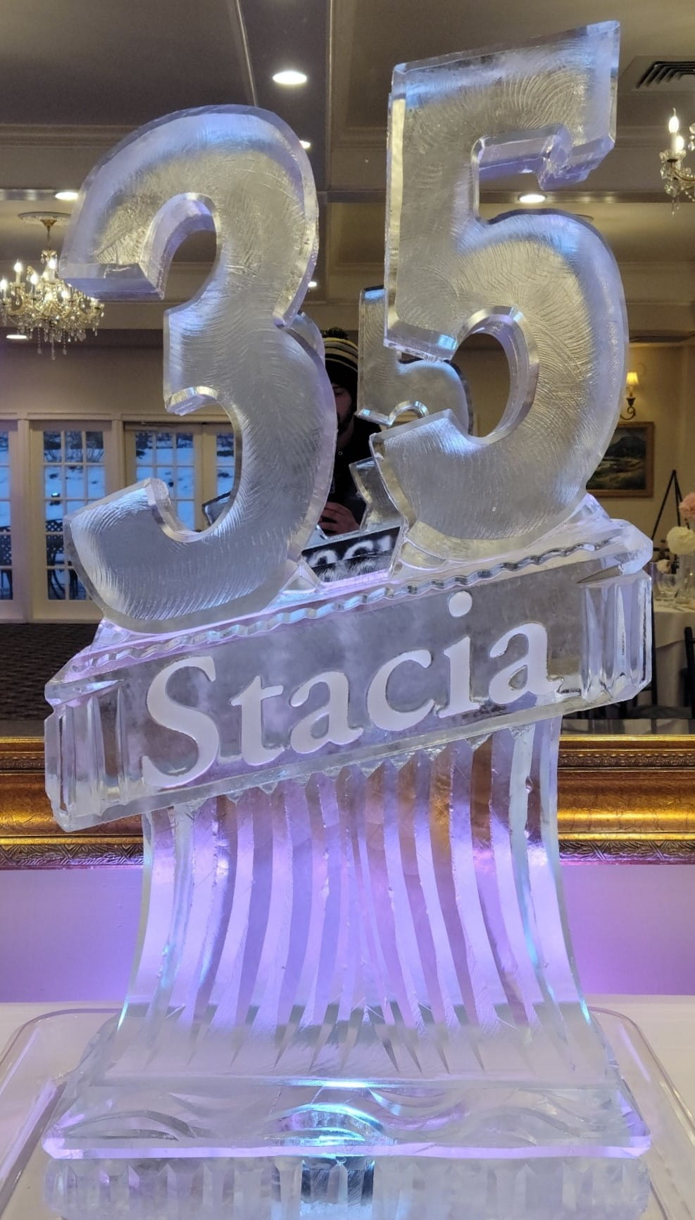 Happy 35th Birthday Stacia ice sculpture