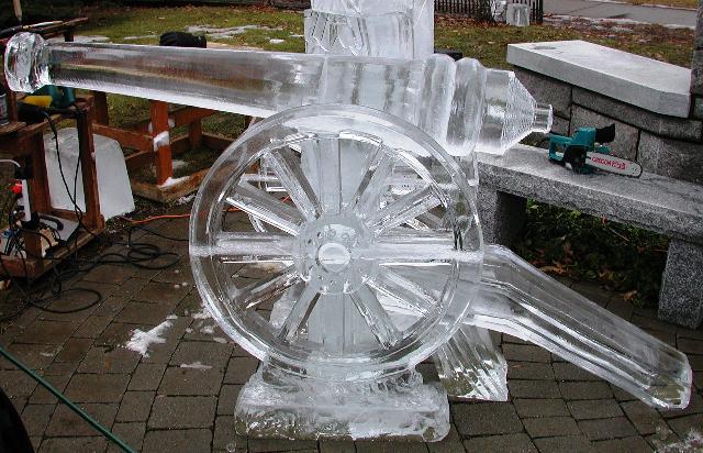 Wagon wheel ice sculpture