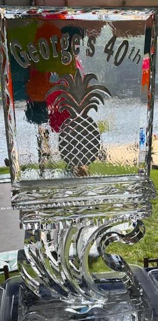 Decorative pineapple ice sculpture centerpiece