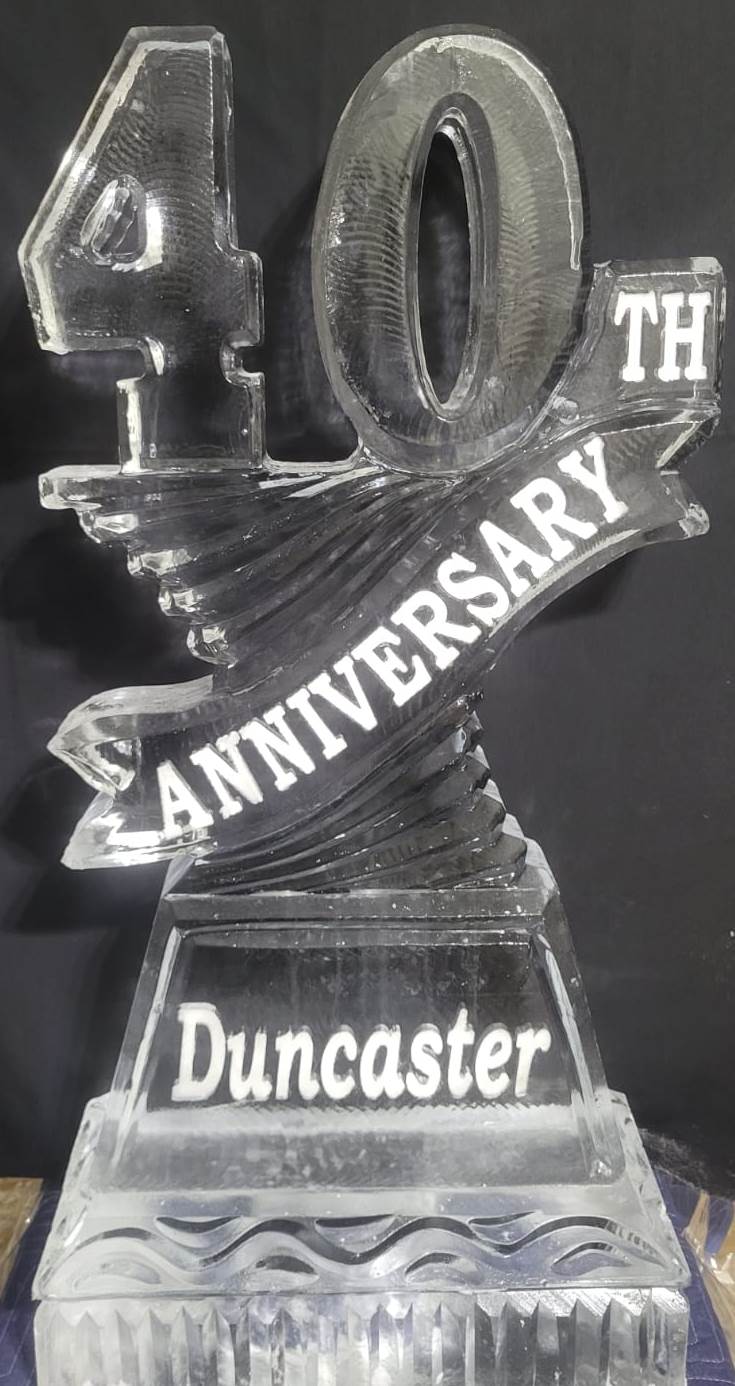 Spiral 40th anniversary ice sculpture