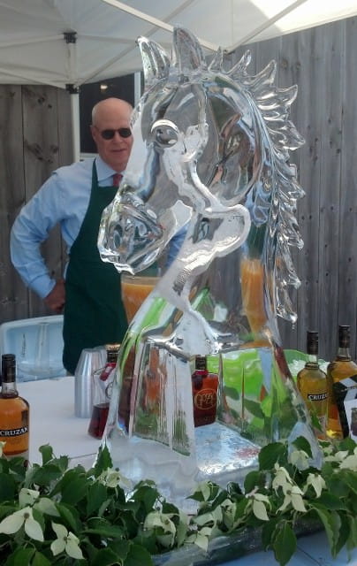 Elegant ice sculpture of a dancing couple