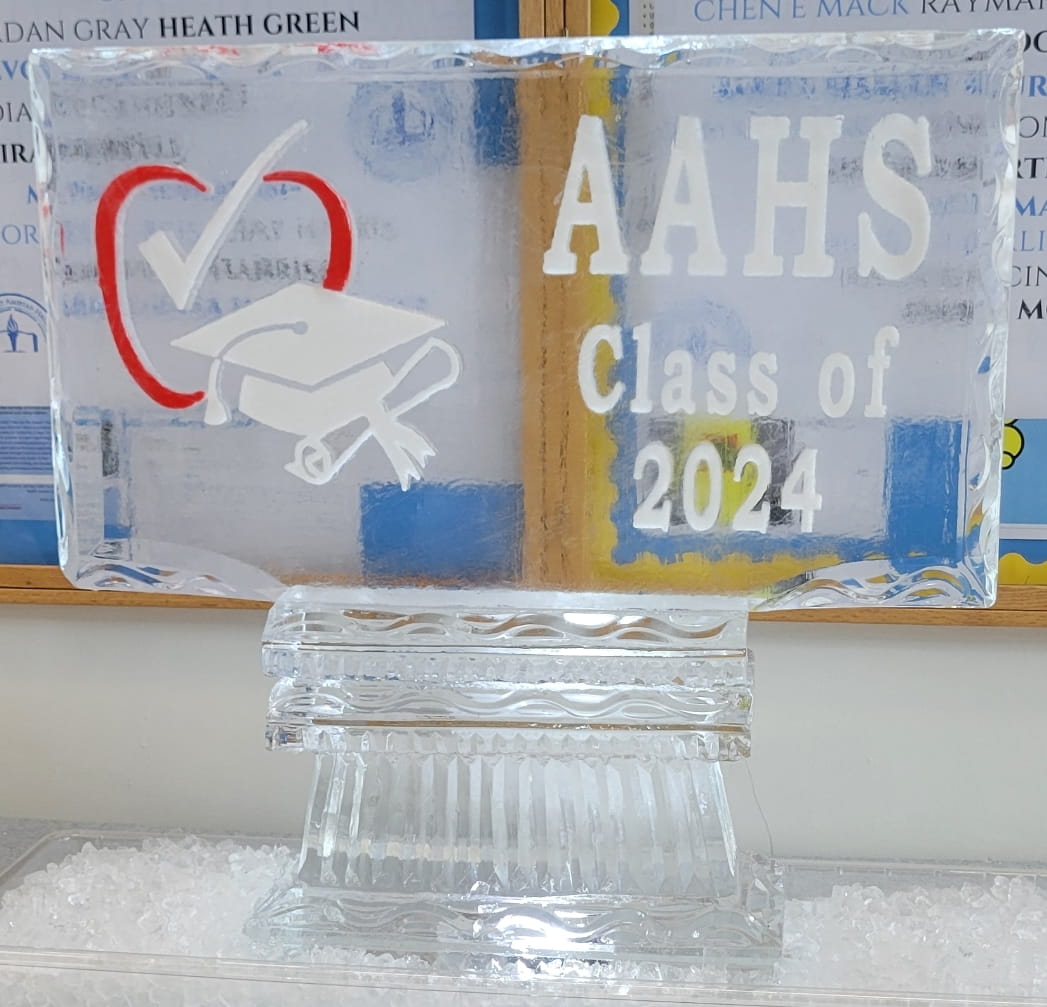 AAHS Class of 2024 graduation ice sculpture