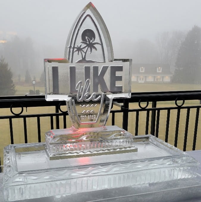Custom engraved corporate logo ice sculpture
