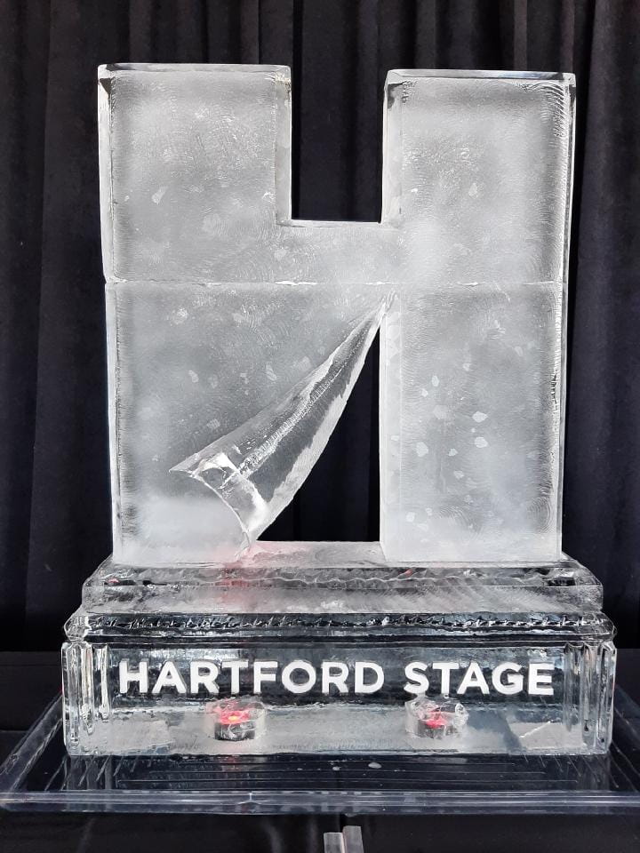 Large custom abstract modern design vertical ice sculpture block