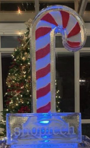 Colored Candy Cane with Snowfilled Plaque in front