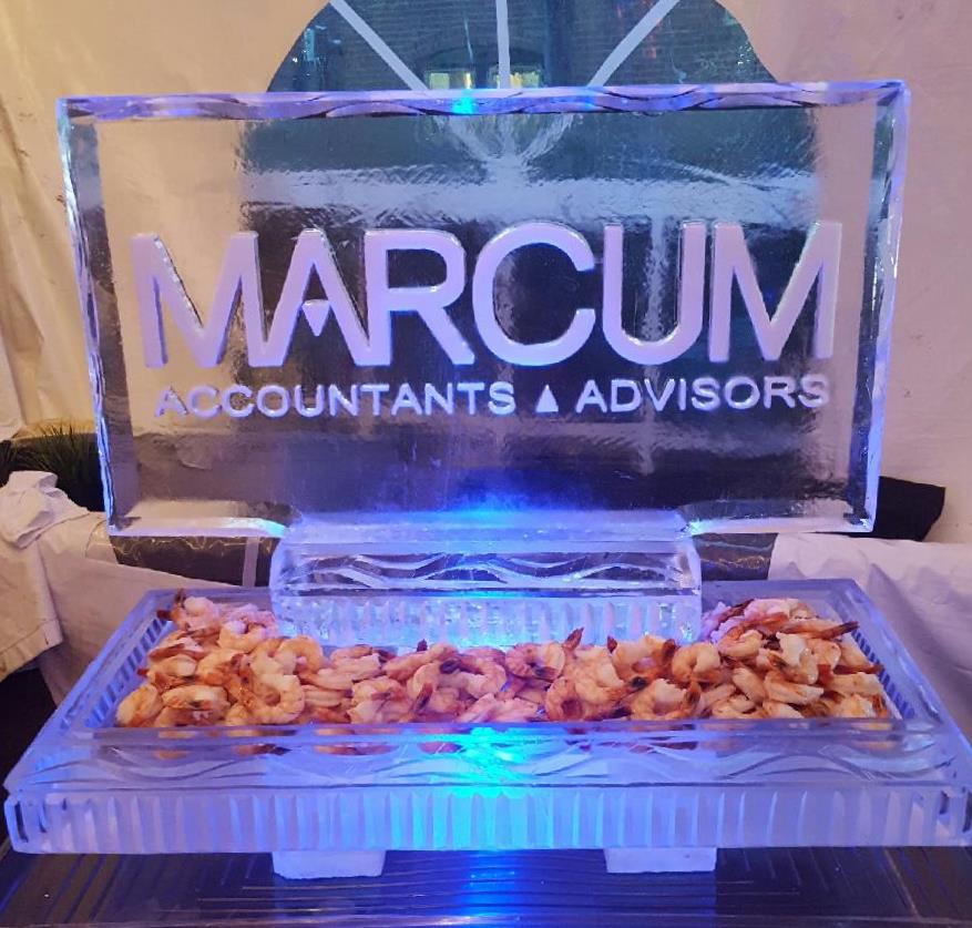 Marcum Accountants & Advisors logo ice sculpture