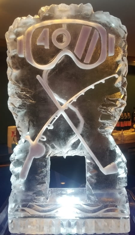 Abstract heart-shaped engraved ice sculpture