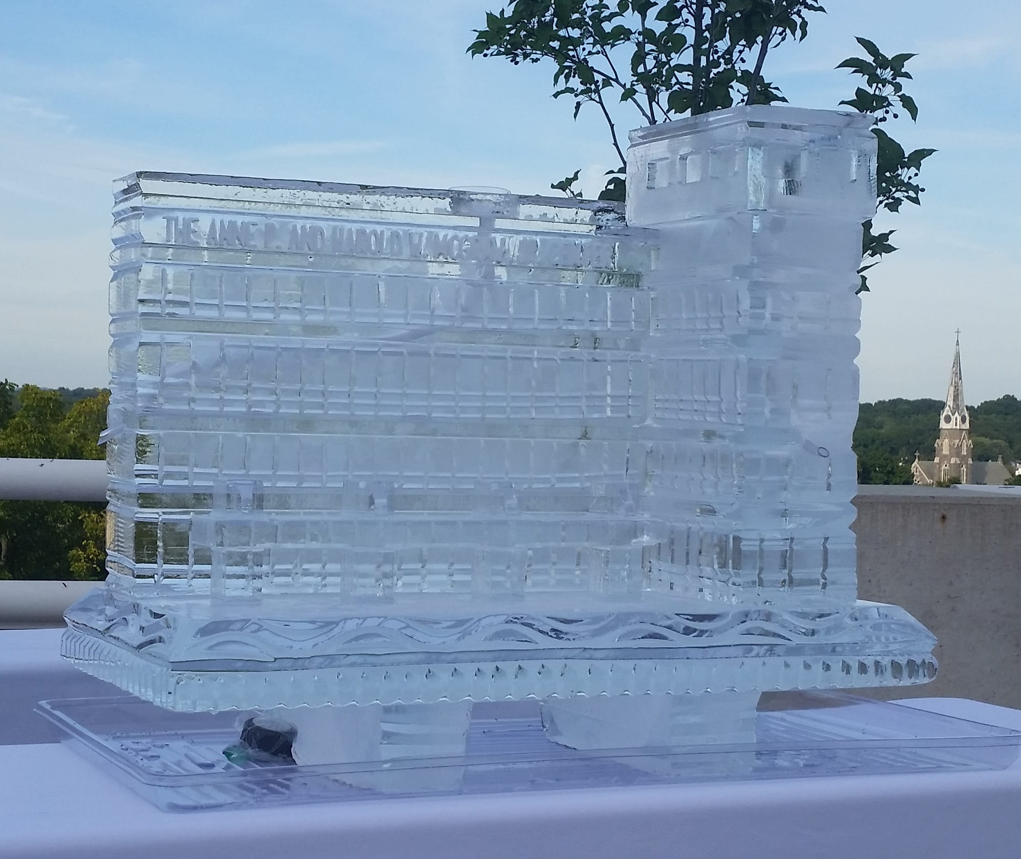 Large rectangular ice bar with drink service station