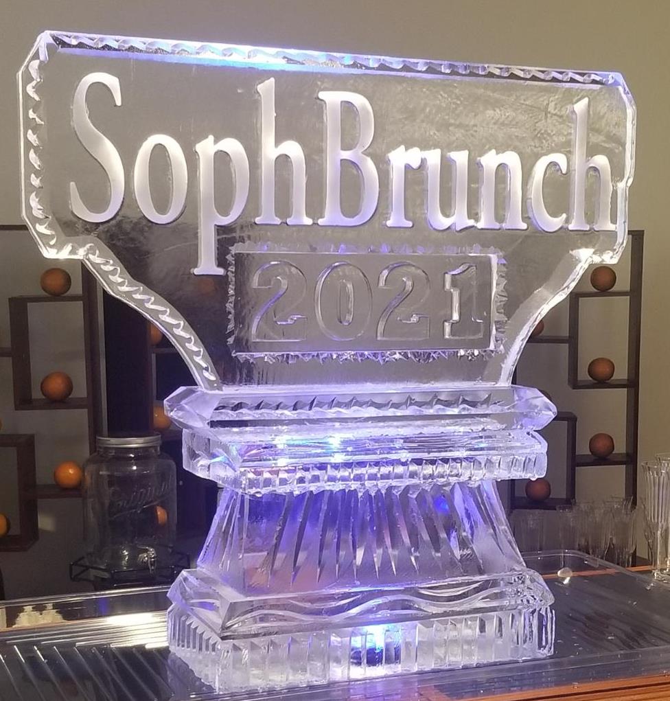 Soph Brunch 2021 engraved ice sculpture