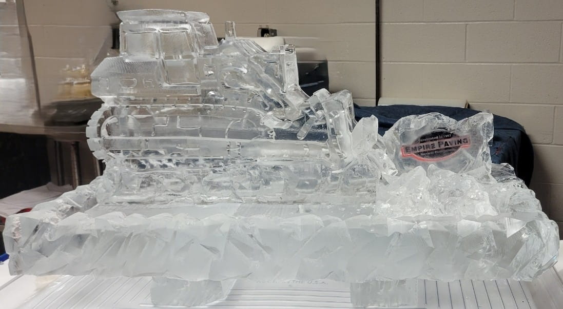 Carved ice buffet centerpiece