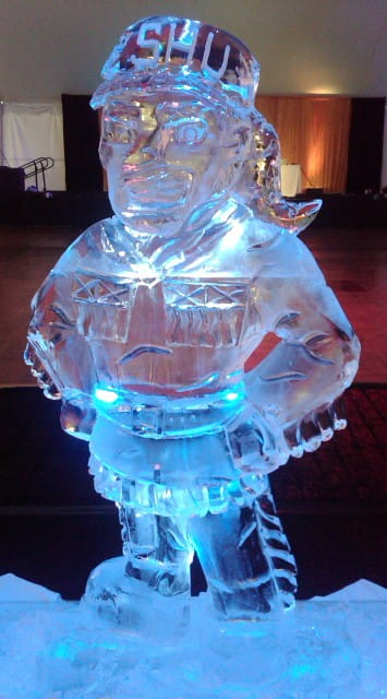 Illuminated fish ice sculpture