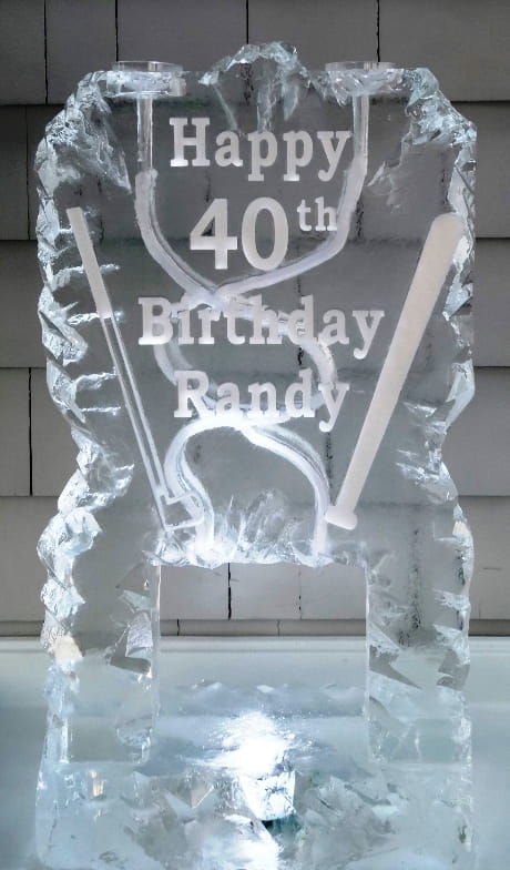 Happy 40th Birthday Randy ice sculpture