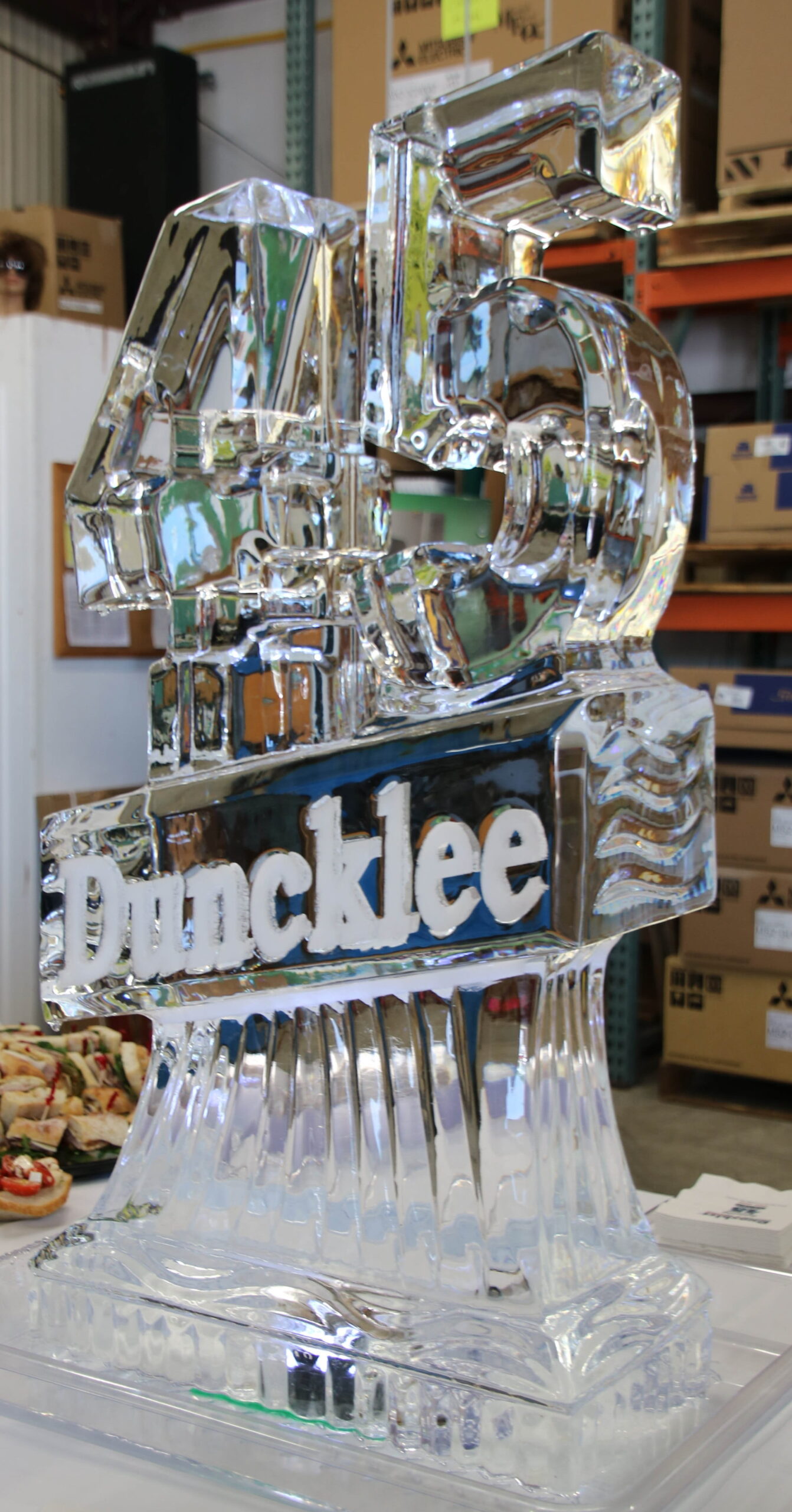 Ducklee branded custom ice bar sculpture