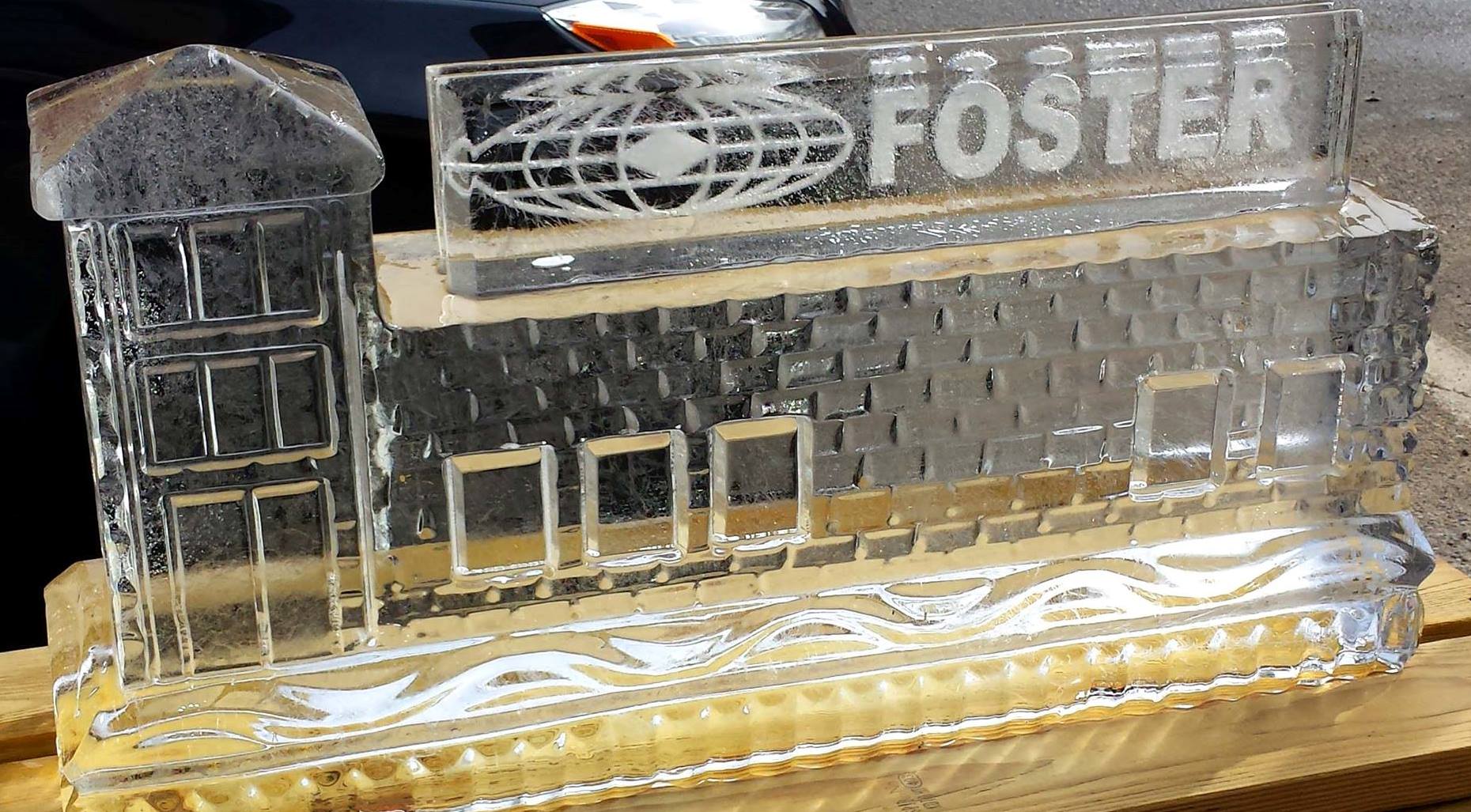 Detailed brick wall architectural model custom ice sculpture