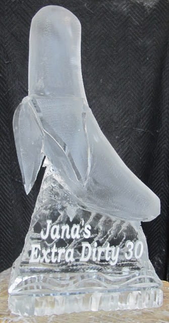 Dolphin tail ice sculpture