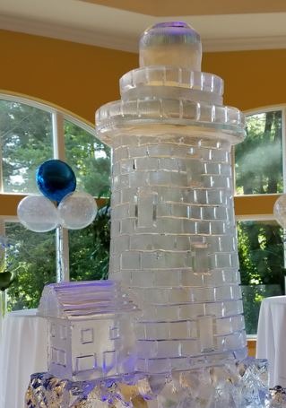 Lighthouse ice sculpture centerpiece