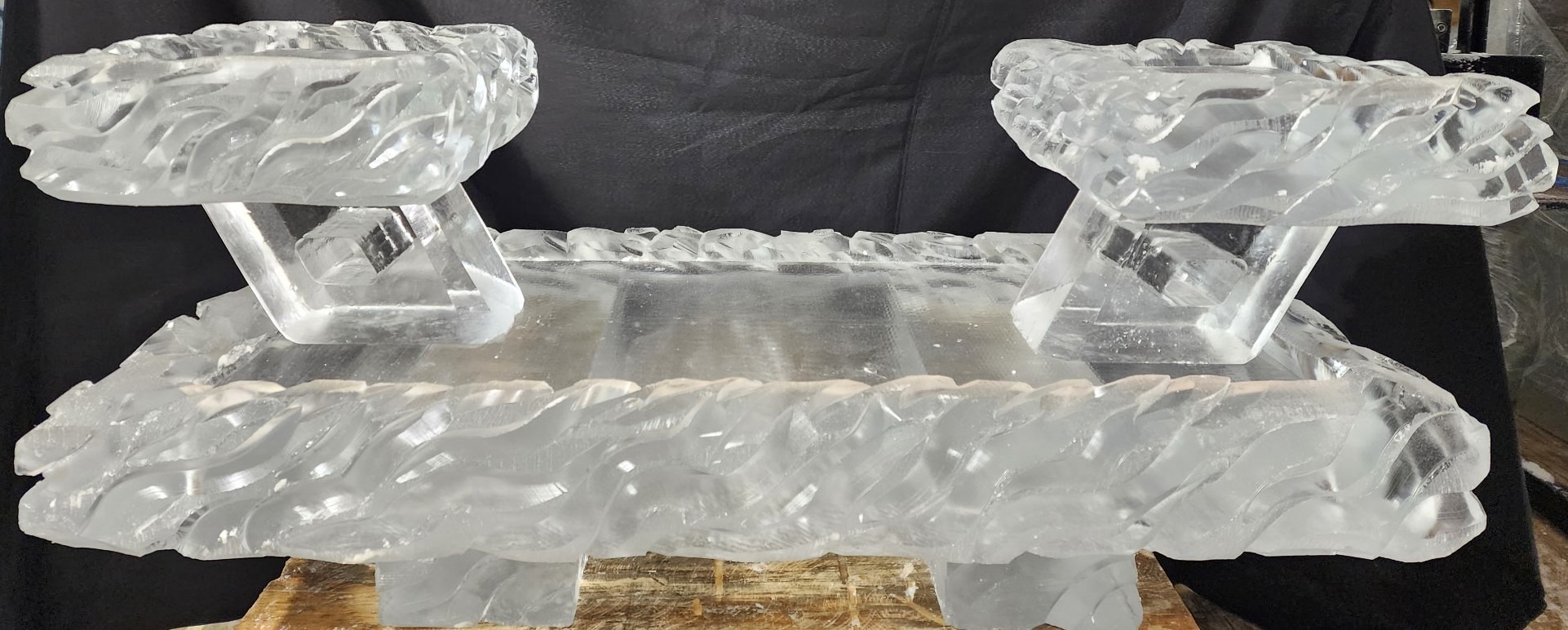 Decorative carved ice bowl centerpiece