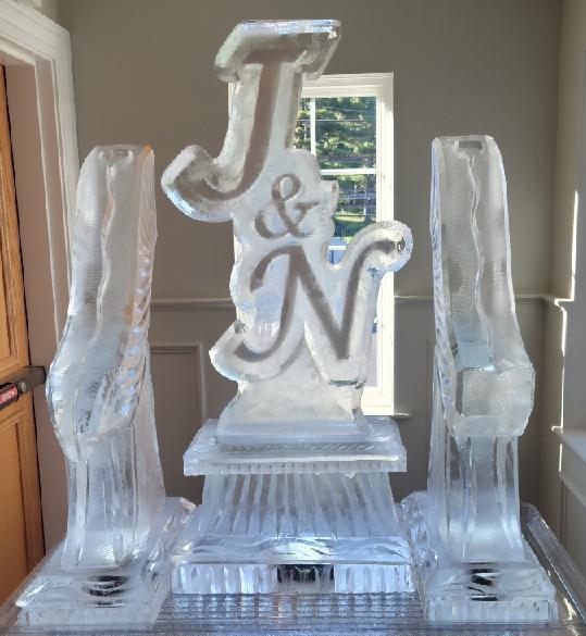 Monogram J & N ice sculpture