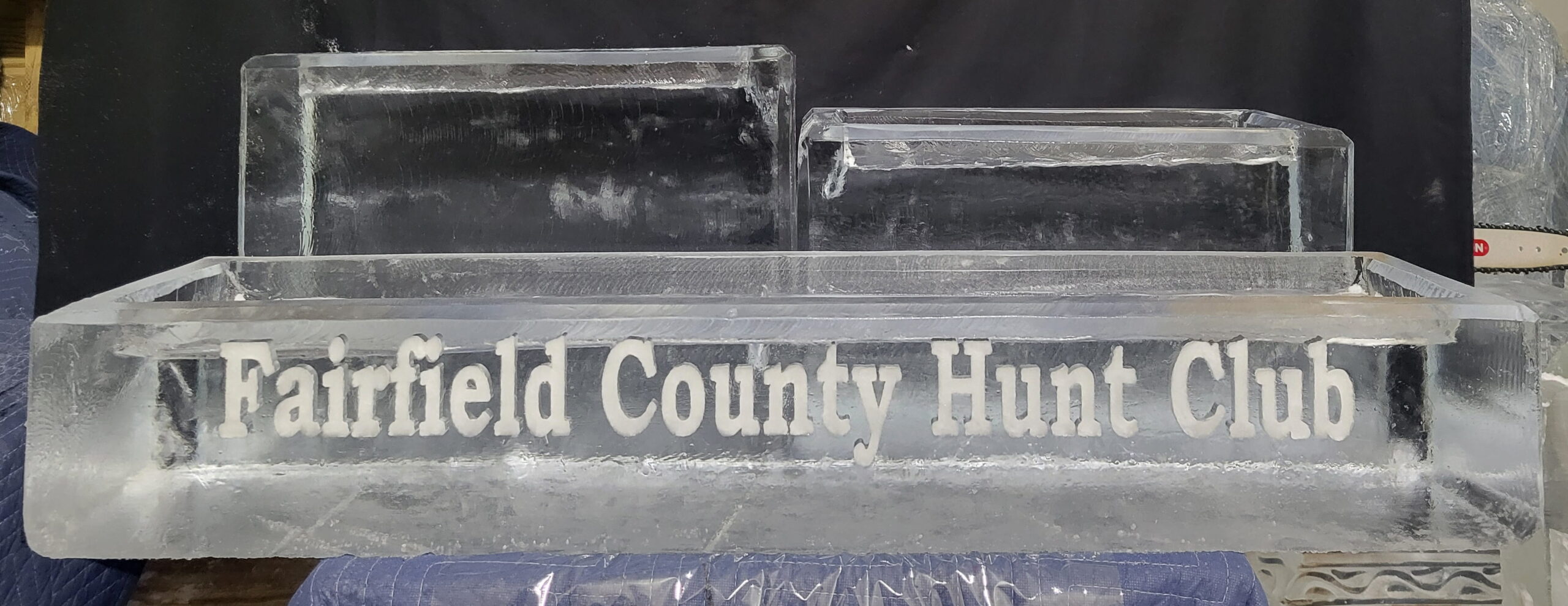 Fairfield County Hunt Club engraved ice sculpture