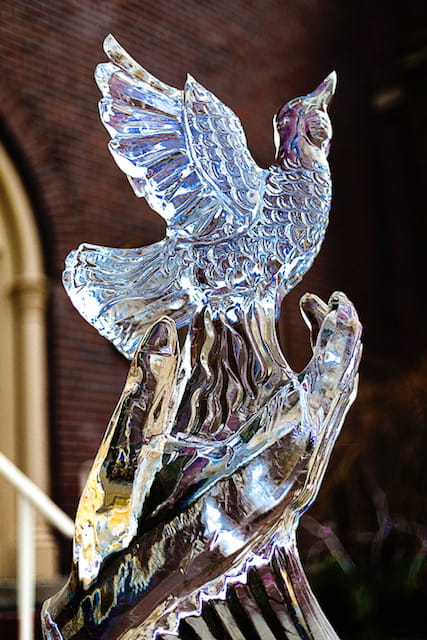 Elegant bird ice sculpture