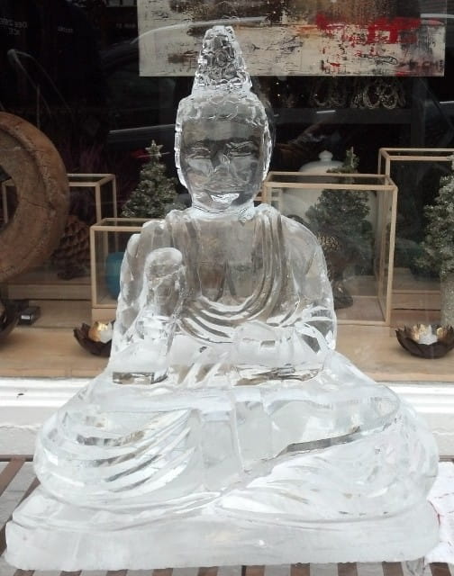 Buddha ice sculpture centerpiece