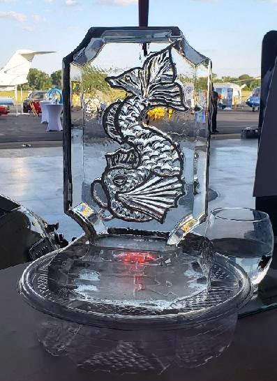 Dragon engraved ice sculpture