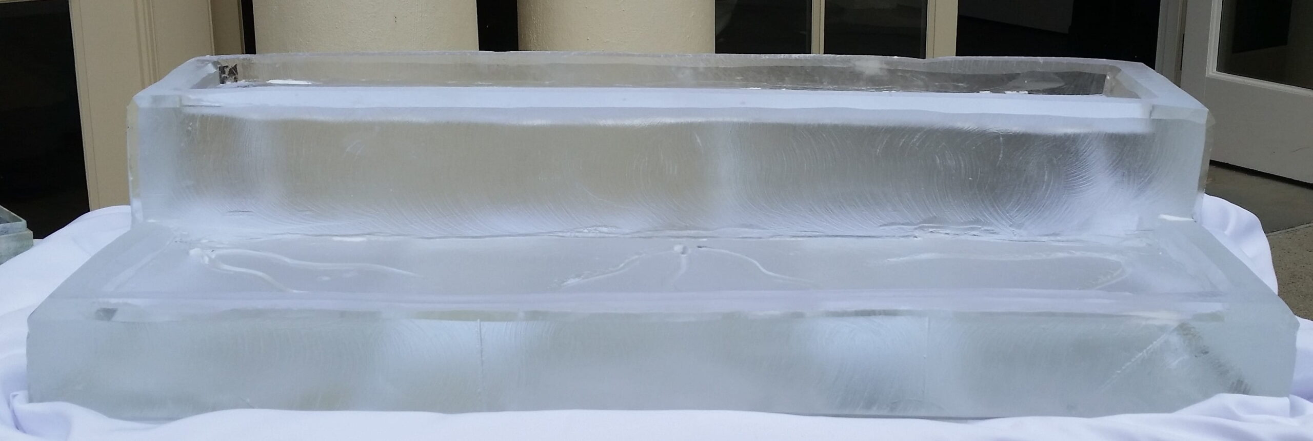 Clear rectangular ice bar block display