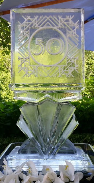 Decorative floral engraved ice sculpture