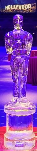 Custom engraved rectangular ice sculpture display