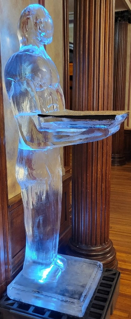 Detailed human figure ice sculpture