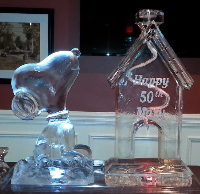 Polar bear with bottle ice sculpture for 50th birthday